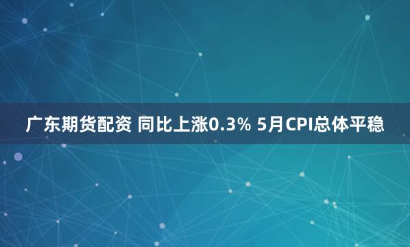 广东期货配资 同比上涨0.3% 5月CPI总体平稳